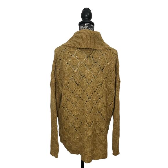 Elsamanda Diamond Knit Cowl Neck Sweater Mohair Blend Italy Mustard Ochre Small - Picture 8 of 9